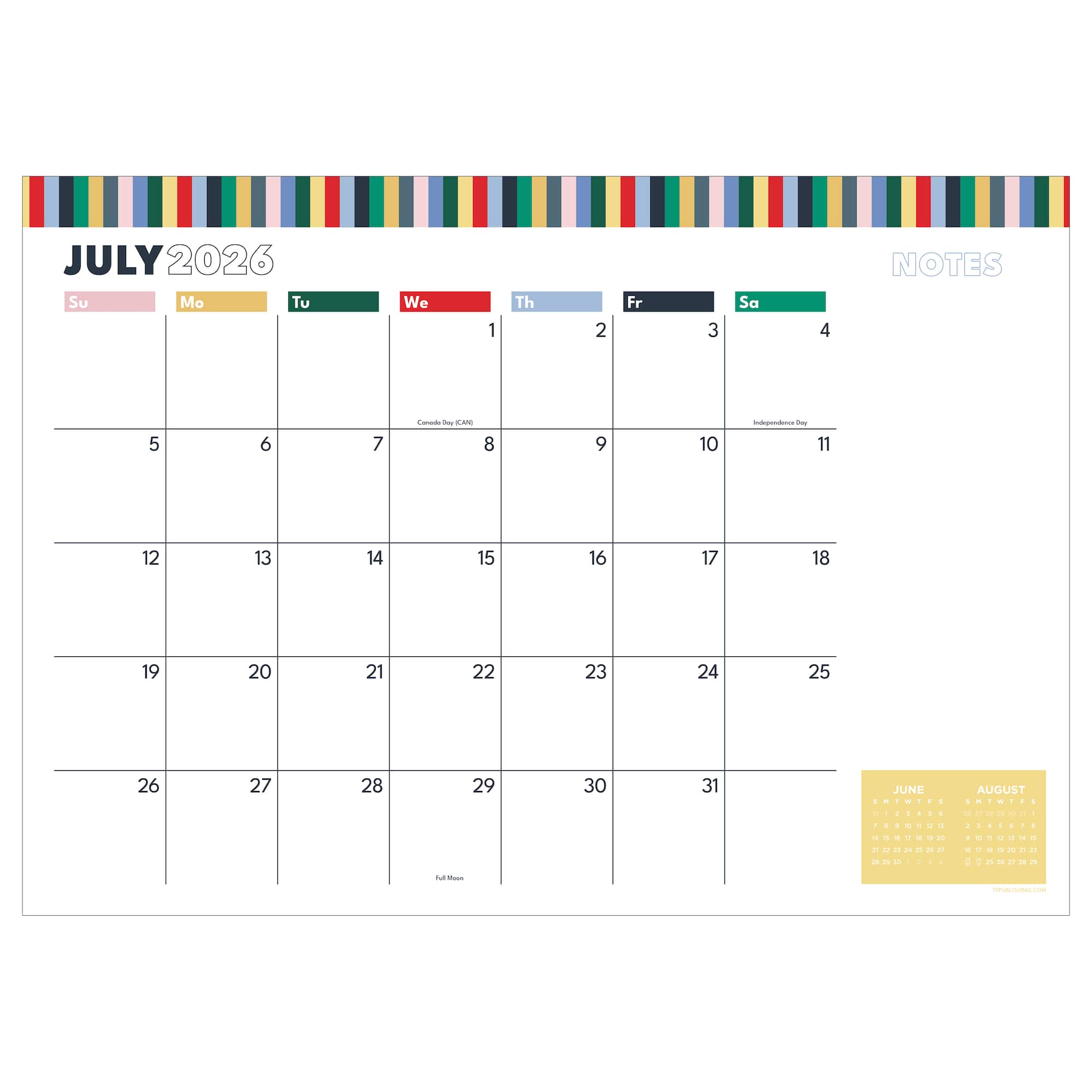 TF Publishing 2026-27 Long Weekend Desk Pad Monthly Blotter Calendar